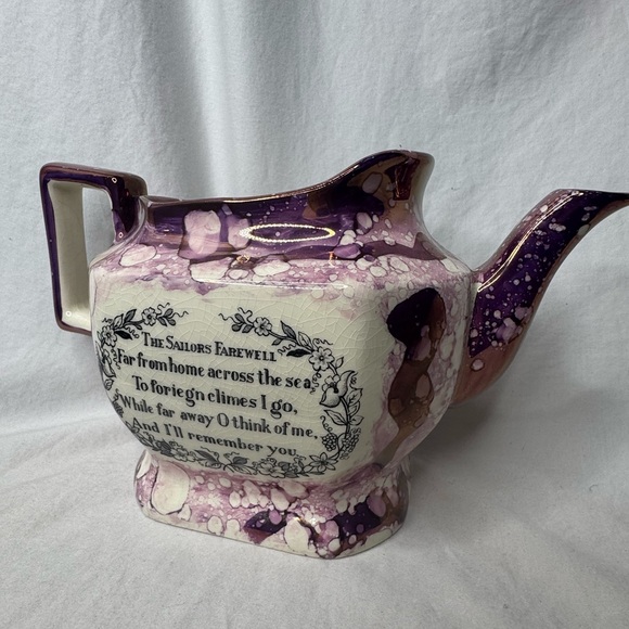 A Gray's pottery Sunderland lustre Tea Pot 'The Sailors Farewell' and Compass - Picture 5 of 10